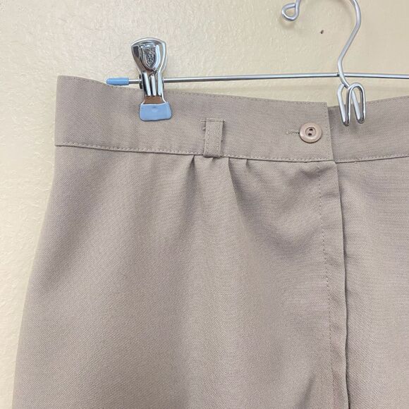 Vintage Khaki A Line Skirt Size Medium Pockets Belt Loops Back Zip Uniform - Picture 5 of 7